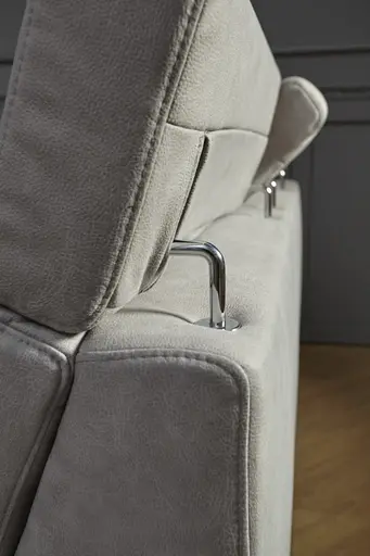 Ecksofa Cornella - 2-Sitzer mit Ecke rechts inkl. Relaxfunktion (motorisch) und Kopfteil verstellbar, Stoff, Hellgrau