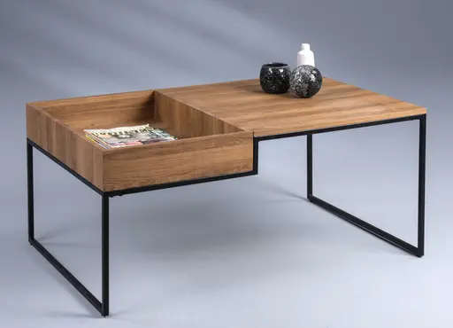 Couchtisch - LB ca. 105x66 cm, Eiche Nachbildung, Schwarz