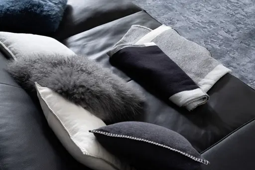 Sofa Aprino 1 - 4-Sitzer XXL, Leder, Schwarz, Armlehne Block