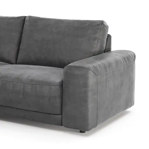 Ecksofa Balok - Longchair groß links mit 2,5-Sitzer, Stoff, Anthrazit