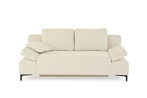 Sofa JEREMO - 2-Sitzer inkl. Schlaffunktion und Armlehnen verstellbar, Stoff, Creme