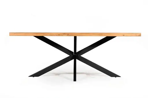 Esstisch - LB ca. 240x100 cm, Wildeiche massiv geölt, Schwarz