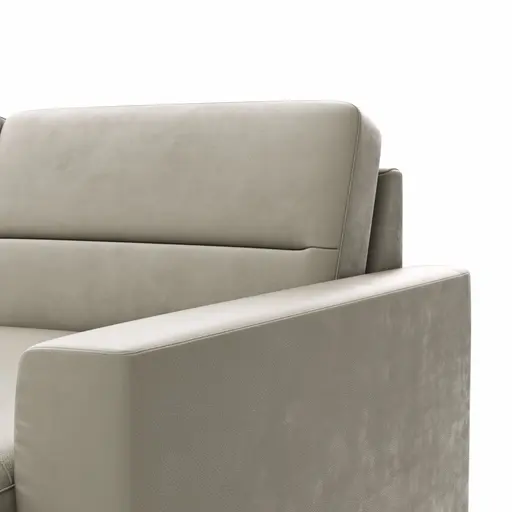 Wohnlandschaft Merlos H - Ecke links mit 2,5-Sitzer und Longchair rechts inkl. Relaxfunktion (motorisch), Leder, Kreide