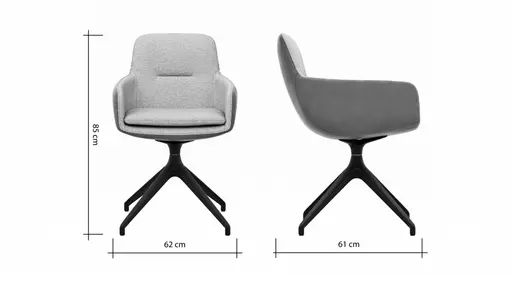 Armlehnstuhl Macano - drehbar, Stoff & Leder, Hellgrau, Steingrau