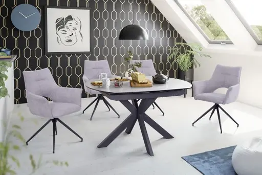 Esstisch MEGGIE - ausziehbar, LB ca. 130x100 cm, Keramik, Grau