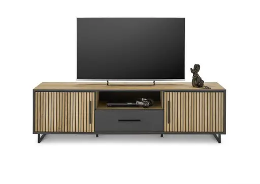 TV-Board- Eiche Dekor, Schwarz