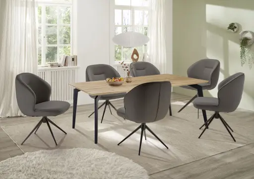 Esstisch - LB ca. 200x100 cm, Wildeiche massiv geölt Legno Light, Schweizer Kante, Schwarz