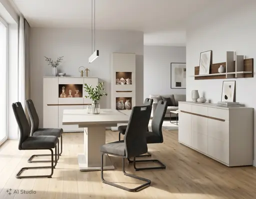 Esstisch - ausziehbar, LB ca. 160x90 cm, Kaschmir, Nussbaum Nachbildung