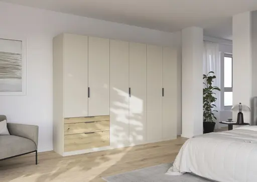 Drehtürenschrank RANI- B ca. 271 cm, Champagner, Eiche Dekor