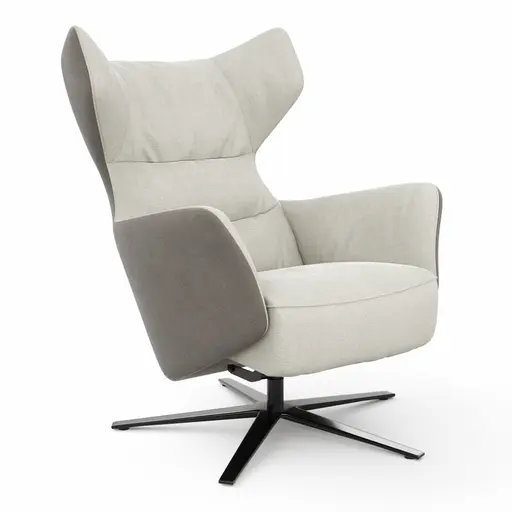 Drehsessel Houston Relax - Größe M, inkl. Relaxfunktion + Gasdruckfeder, Stoff, außen Taupe/innen Natur