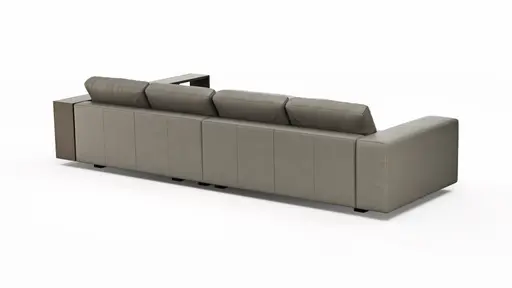 Ecksofa Aprino 1 - 2,5-Sitzer mit Longchair rechts, Leder, Grau