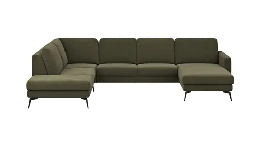 Wohnlandschaft Enna - Ecke links, 2,5-Sitzer, Longchair rechts, Stoff,  Olive