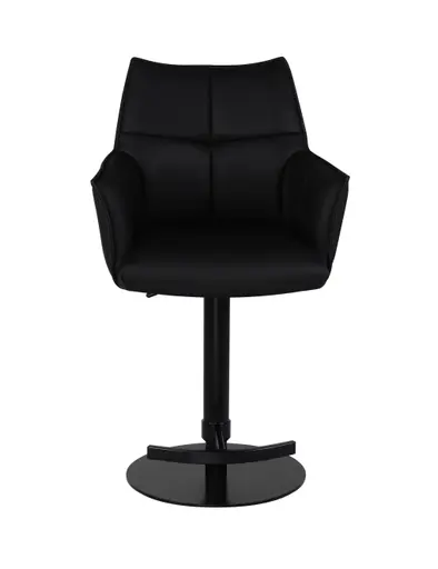 Barhocker MELE - drehbar, höhenverstellbar, Leder, Schwarz