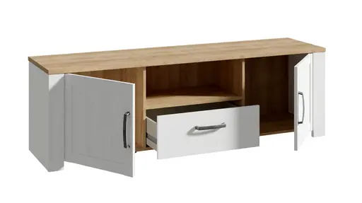 TV-Board FELLIAN- B ca. 166 cm, Weiß, Eiche Dekor