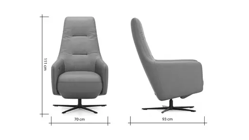 Relaxsessel Rufus - inkl. Relaxfunktion (motorisch), Akku, Leder, Anthrazit