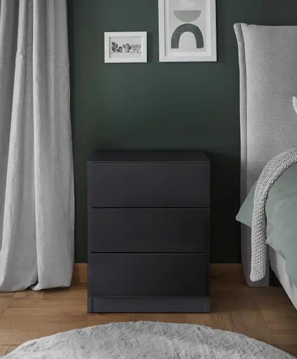 Nachtkonsole- Graphit, Glas, Graphit