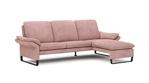 Ecksofa Tenero - 2-Sitzer mit Longchair rechts, Stoff, Helles Rosa