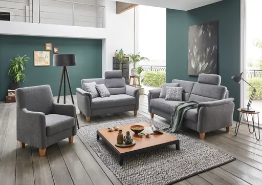 Sofa - 3-Sitzer, Stoff, Grau