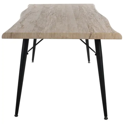 Esstisch - LB ca. 180x90 cm, Wildeiche Nachbildung, Schwarz, Baumkante