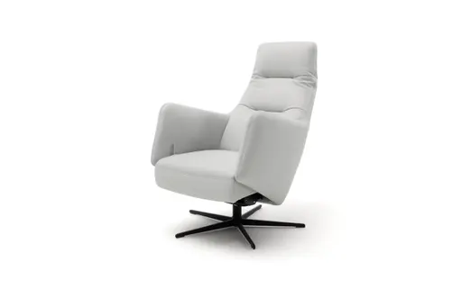 Relaxsessel Rufus - inkl. Relaxfunktion, Leder, Hellgrau