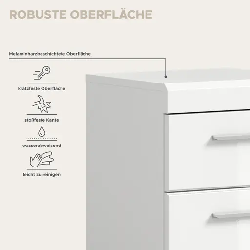 Standschrank - B ca. 37 cm, Weiß, Weiß Hochglanz