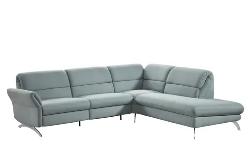 Ecksofa EM Koper -  3-Sitzer mit Ecke rechts, Rückenlehne verstellbar, Stoff, grün