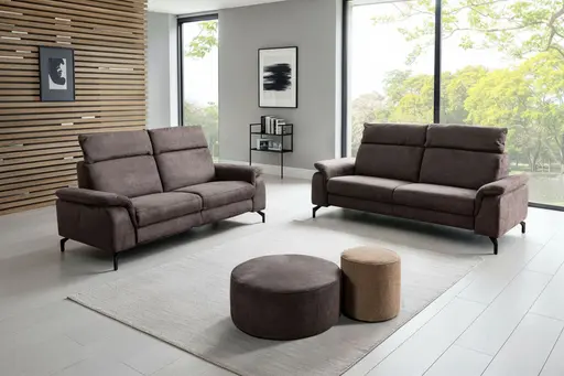 Sofa - 2-Sitzer, Stoff, Dunkelbraun