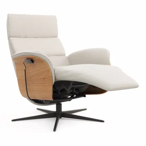 Relaxsessel Amila - Größe L, inkl. 4-motorischer Relaxfunktion und Aufstehhilfe, Leder, Silbergrau