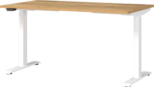 Schreibtisch GELI - höhenverstellbar, LB ca. 140x80 cm, Eiche Nachbildung, Weiß