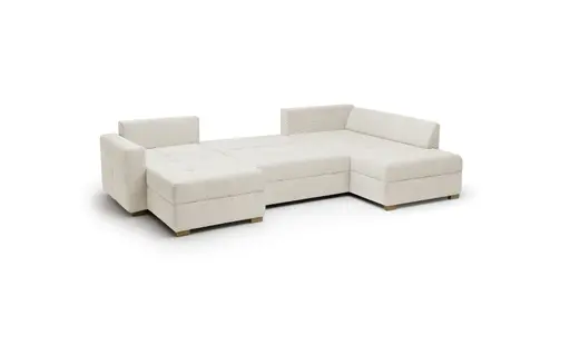 Wohnlandschaft JOSY - Longchair links, 1,5-Sitzer, Ecke rechts inkl. Schlaffunktion mit Bettkasten, Stoff, Beige