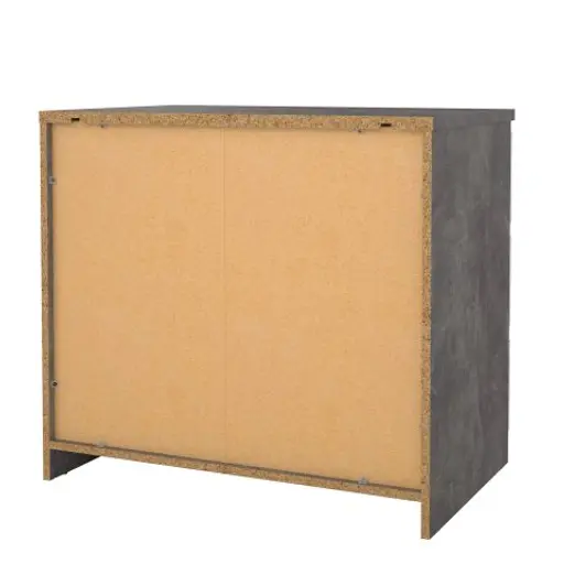 Kommode - B ca. 77 cm, Betonoptik, Weiß Hochglanz