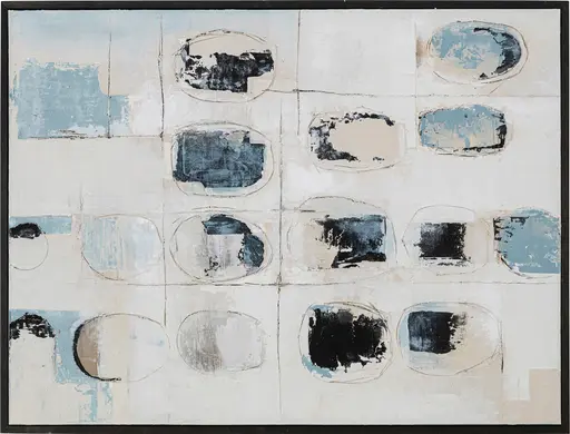 Gerahmtes Bild - LB ca. 120x160 cm, Grau, Blau