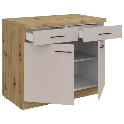 Unterschrank- B ca. 100 cm, Eiche Dekor, Kaschmir, Matt