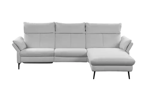 Ecksofa - 2-Sitzer mit Longchair rechts, Stoff, Creme