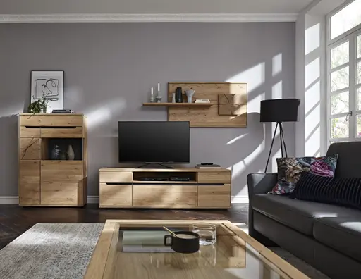 Wohnwand Amora - Wildeiche massiv bianco