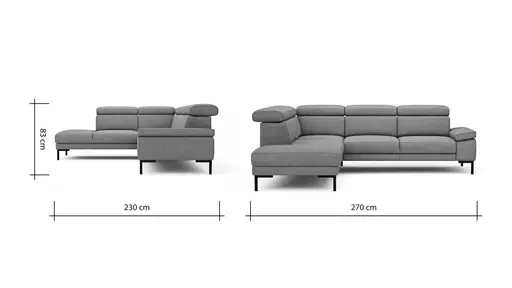 Ecksofa Hudson - Ecke links, 2,5-Sitzer, inkl. Kopfteil verstellbar, Stoff, Khaki