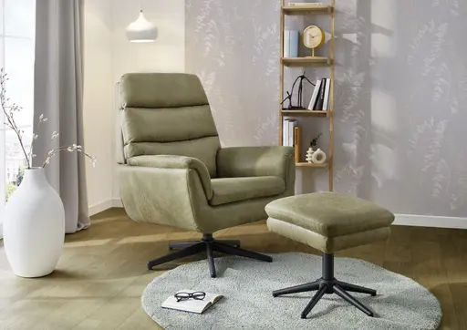 Relaxsessel mit Hocker - drehbar, Microfaser, Grün