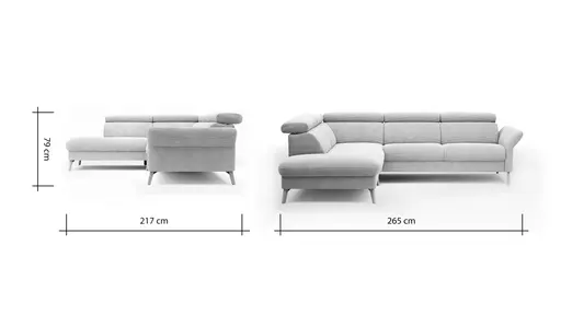 Sofa Maryville - Eckelement und Abschlussteil medium links mit 2,5-Sitzer, inkl. Kopfteil verstellbar, Stoff, Beige