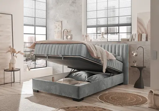 Boxbett - Liegefläche ca. 120x200 cm, Stoff, Anthrazit