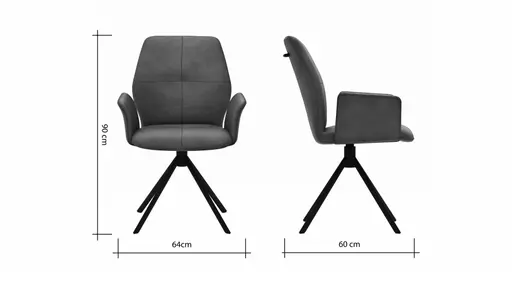 Armlehnstuhl Dinner - drehbar, Stoff, Dunkelgrau