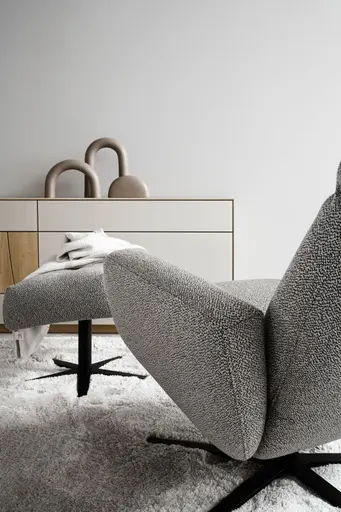 Einzelsessel Terni - Relaxfunktion, Sternfuss, Stoff, Hellblau