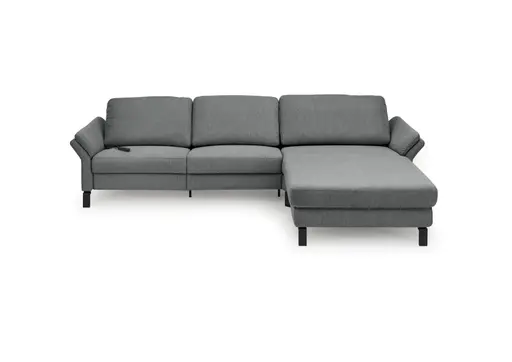 Ecksofa CALM PREMIUM 2.0 - 3-Sitzer mit Longchair rechts, Relaxfunktion motorisch, Armlehne verstellbar, Stoff, Anthrazit