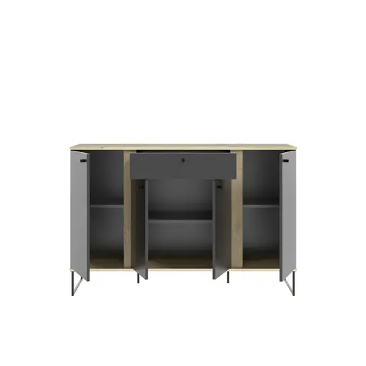 Sideboard - B ca. 135 cm, Anthrazit, Evoke Eiche Nachbildung