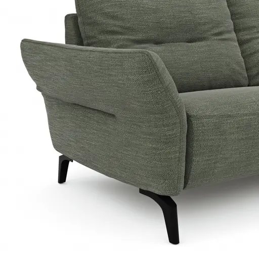 Ecksofa Bahia - 2,5-Sitzer mit Longchair rechts inkl. Armlehne verstellbar, Stoff, Olive