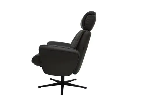 TV-Sessel MIO mit Hocker - drehbar, Kopfteilverstellung, Leder, Dunkelgrau
