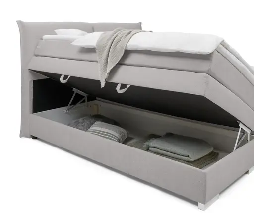 Boxspringbett SANDRIN L- Liegefläche ca. 180x200 cm, Stoff, Hellgrau, inkl. Stauraum