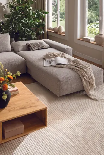 Ecksofa Serava - 2,5-Sitzer mit Longchair rechts, inkl. Relaxfunktion, Stoff, Grau