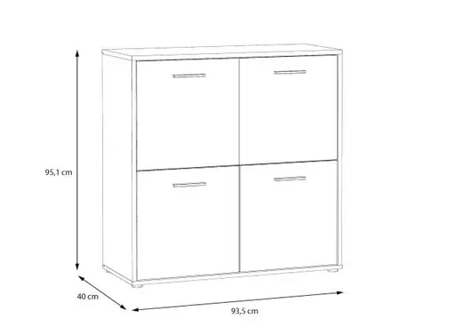Kommode FABIENNE- Weiß, Eiche Dekor