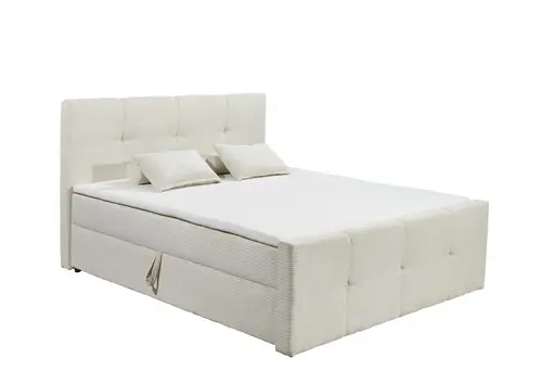 Boxbett - Liegefläche ca. 180x200 cm, Stoff, Silberfarben