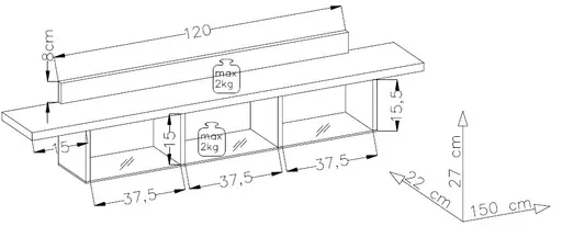 Wohnwand - mit Beleuchtung, Eiche Altholz Nachbildung, Kaschmir